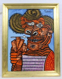 GORGEOUS PABLO PICASSO ANTIQUE OIL ON CANVAS 1939 WITH FRAME IN GOLDEN LEAF - Picture 1 of 16
