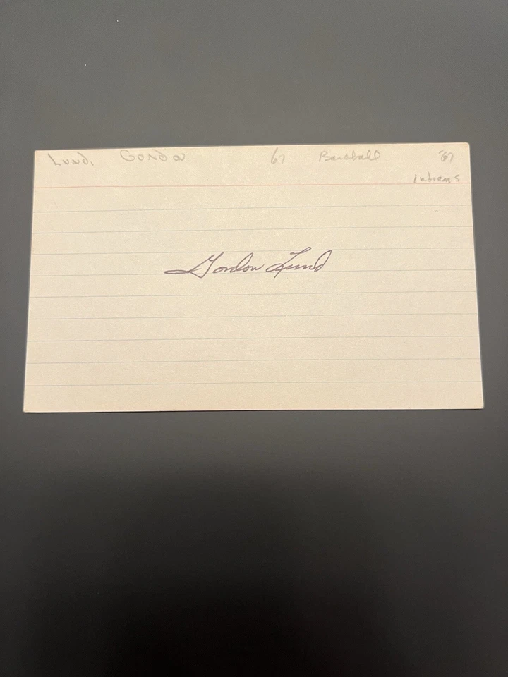 Gordon Lund Signed Index Card 3x5 Seattle Pilots  - Image 1 of 2