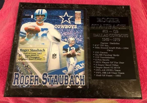 Roger Staubach - Dallas Cowboys statistics plaque - New Lower Pricing!! Cover