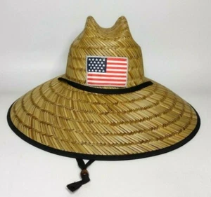 Men's Summer Hat Straw Sun Lifeguard Beach Hat Wide Brim, USA 4th of July - Picture 1 of 3