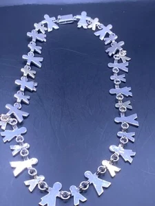 MEXICAN STERLING SILVER "LOVE TRAIN" CHAIN NECKLACE - 925 ADULTS AND CHILDREN... - Picture 1 of 2