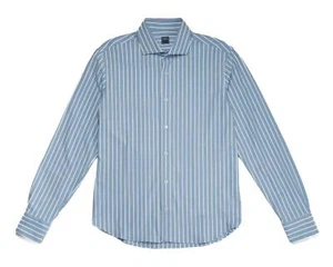 Fedeli $450 Giorgio Blue White Striped Stretch Jersey Cotton Shirt (40 IT) 15.75 - Picture 1 of 6