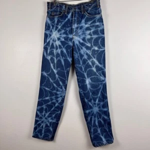 Vintage GWG men jeans spiderweb design blue size 32/34 actual 30/30 - Picture 1 of 11