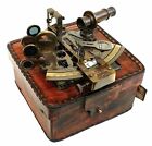 RARE NEW Brass Sextant Nautical Brass Sextant Working Marine Vintage/Leather Box