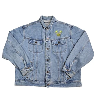 Vintage Lee Denim Jacket Men's XL Trucker Biker Grunge Button Up Logo READ - Picture 1 of 17