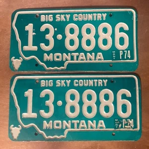 Par de matrículas Montana 1974 # 13-8886 Ravalli County - Imagen 1 de 2