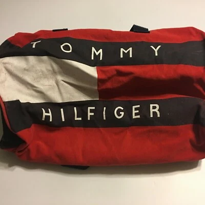 Bolso de Lona de Hombro Tommy Hilfiger De Colección Rojo Blanco Azul 20x12x13 Deletrear DEFECTOS Foto 1 de 4