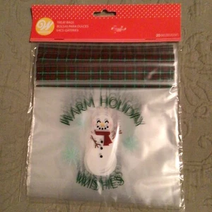 NEW 60 Bags Wilton Clear Christmas Cookie Sandwich Treat Bag Warm Holiday Wishes - Picture 1 of 3
