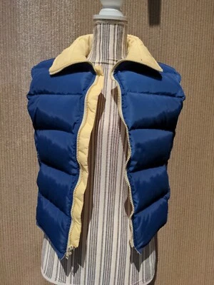 Vintage Ski Vest by Skitique Blue & Yellow Women's Small Zip Up Puffy Duck Down - Image 1 of 4