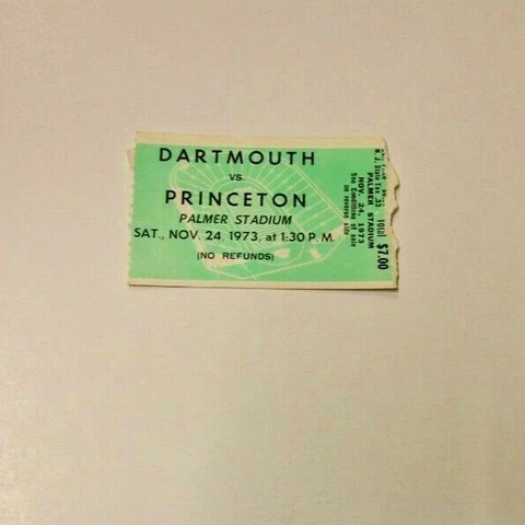 1973 PRINCETON TIGERS V DARTMOUTH GREEN NCAA FOOTBALL TICKET GOOD CONDITION RARE Cover