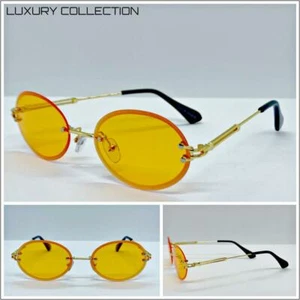 Herren edel elegant modern modern SONNENBRILLE randlos goldfarbenes Gestell orangefarbene Gläser - Bild 1 von 7