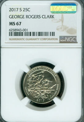 2017 S GEORGE ROGERS CLARK QUARTER NGC MS67 MAC SPOTLESS . - Image 1 of 2