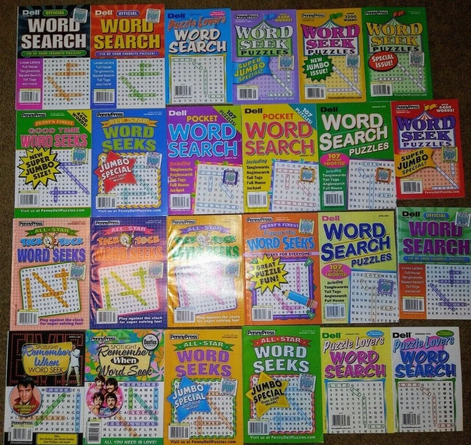 Lot of 8 New Penny Press Dell Word Search Puzzle Books Word Seek Random Mix - Image 1 of 1