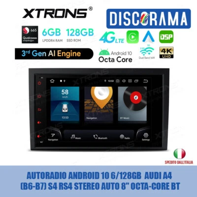 AUTORADIO ANDROID 10 6/128GB  AUDI A4 (B6-B7) S4 RS4 STEREO AUTO 8" OCTA-CORE BT - Immagine 1 di 4