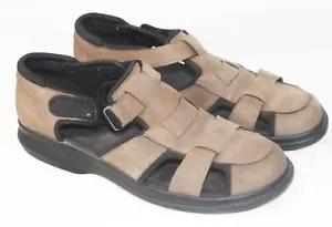 LL Bean Women's Size 9 M Brown Suede Sandals X 0xv9904 V Strap Close - Picture 1 of 8