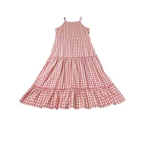 Nanette Lepore rosa gelb Gingham kariert abgestuftes Maxikleid Damen Größe 14 - Bild 1 von 9