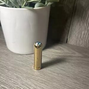 Vintage 1950s Hazel Bishop NY Real Orange Lipstick with Blue Gemstone Top - Picture 1 of 7