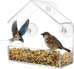 Transparent Fenster Futterhaus für Vögel, Vogelhaus Fensterscheibe 15 x15 x 6 cm - Bild 1 von 6