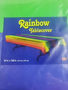 2 Rainbow Tablecloths 54 x 108 Inches Table Cloth 
