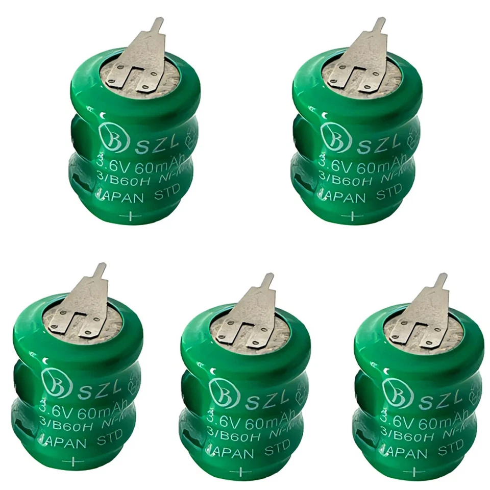 Batería recargable 5 piezas 3,6 V 60 mAh Ni-MH con 2 pines nueva Foto 1 de 1