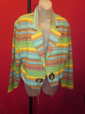 ~~CERVELLE Western Plains Riding Jacket Conches Leather Ties Size Large~~ - Imagem 1 de 3