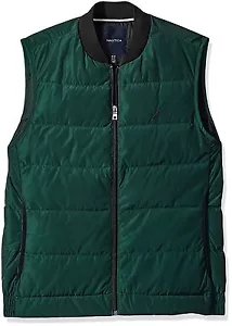 Nautica Mens Kelp Green Quilted Down-Blend Vest Jacket S XL - Picture 1 of 5