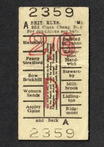VINTAGE BRITISH RAILWAYS TRAIN TICKET - BLETCHLEY TO RIDGMONT - Foto 1 di 2