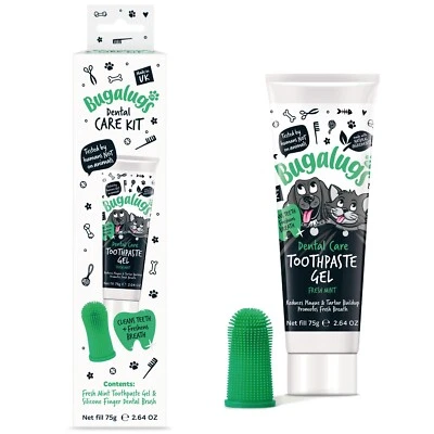 Bugalugs Pet Dental Care Kit for Dogs & Cats Toothpaste Gel & Finger Toothbrush - Image 1 of 4