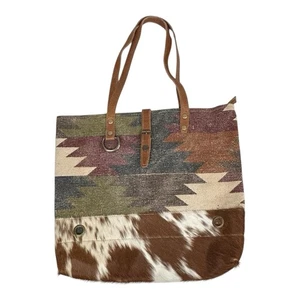 Myra Canvas & Rindsleder Tasche Southwest Aztec doppelter Schulterriemen Western - Bild 1 von 24