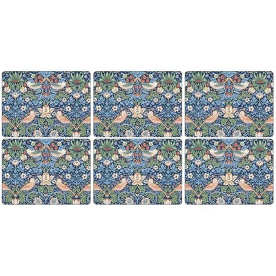 Strawberry Thief Placemats Blue from Morris & Co Pimpernel Collection Set of 6 - Image 1 of 3