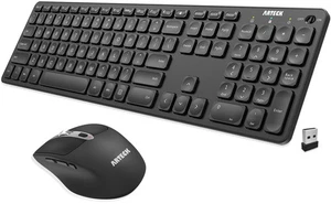2.4G Wireless Keyboard and Mouse Combo Ultra Slim Full Size Keyboard Keyboard... - Picture 1 of 7