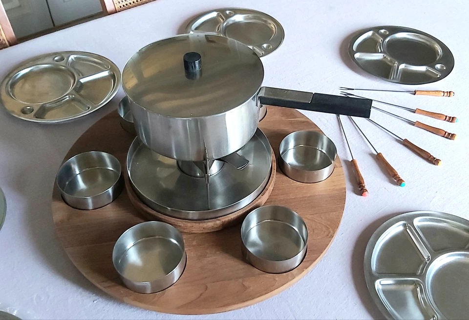 Service à fondue STELTON OF DENMARK Acier Inoxydable chalet montagne 12 couverts - Photo 1/4