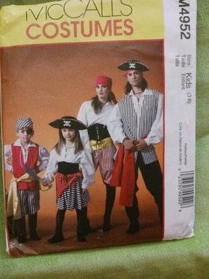 Mc Call's #4952 Pirate Costume, Boys And Girls, Size Kid 3-8, Cut, Very Cute - Image 1 of 2