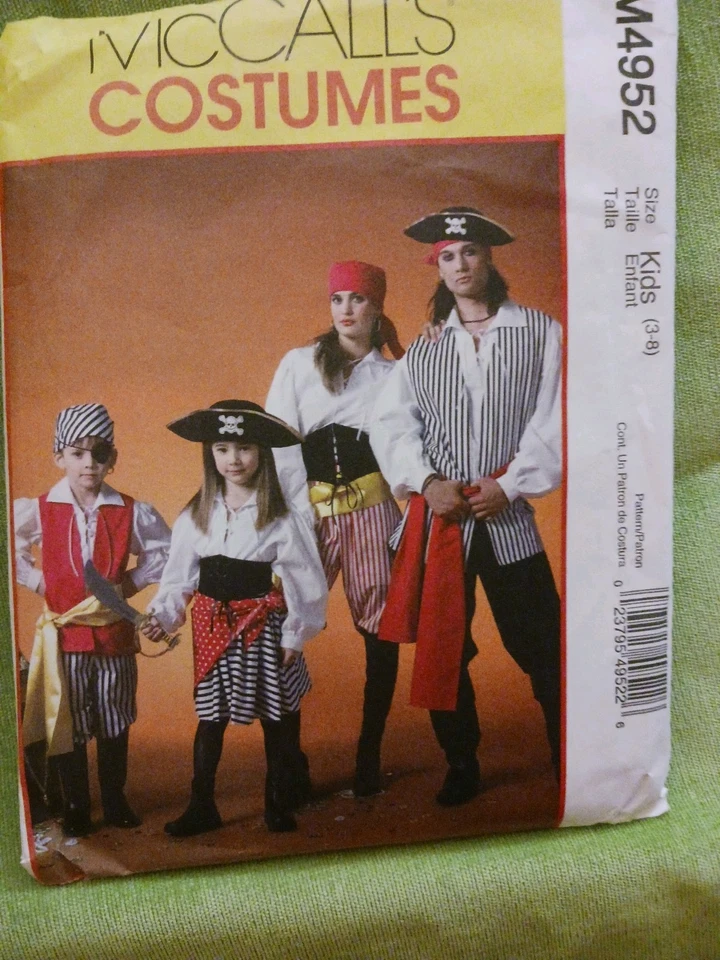 Mc Call's #4952 Pirate Costume, Boys And Girls, Size Kid 3-8, Cut, Very Cute - Image 1 of 2