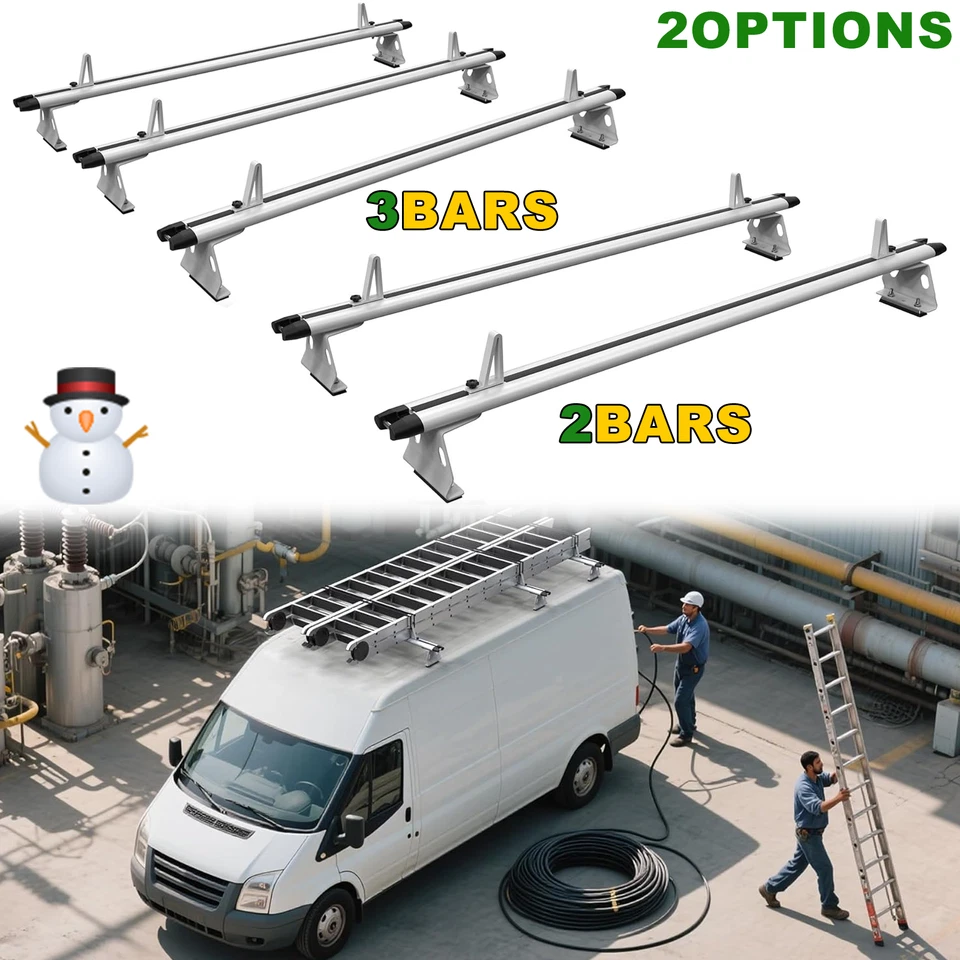 Baca de techo para furgoneta de 63" de 2/3 barras apta para Ford Transit, Ram ProMaster, Nissan NV, regalo Foto 1 de 4