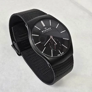 Skagen Watch Denmark Slim Mens Black Strap 36mm (NTH) - Picture 1 of 9