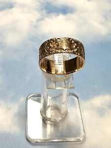 Victorian 10K Rose Gold Cigar Band 5 Blank Cartouches Hallmarks Wedding Band - Picture 1 of 18