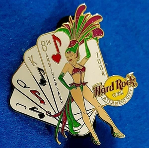 ATLANTIC CITY 8th ANNIVERSARY SEXY SHOW GIRL POKER CARDS Hard Rock Cafe PIN LE - Picture 1 of 1