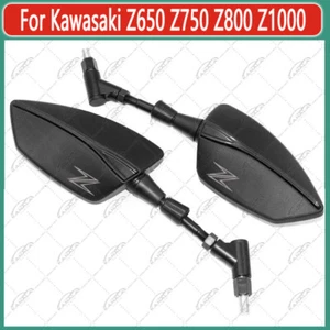 Black Universal Motorcycle Rearview Mirrors For Kawasaki Z650 Z750 Z800 Z1000 - Picture 1 of 7