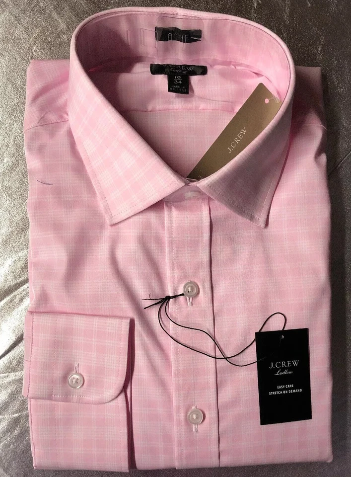 J.Crew Mens Size 16.5/35 Classic Fit Ludlow Easy-Care Stretch Cotton Dress Shirt