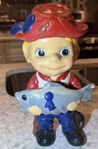 Smiley Fisherman Boy Atlantic Mold Vintage 11”Ceramic Figurine Hand Painted 1977 - Picture 1 of 14