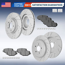 Front Rear Drilled Rotor Ceramic Brake Pad for 2011 - 2014 Ford Edge Lincoln MKX