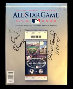 HANK AARON ~ ERNIE BANKS ~ CEPEDA AUTOGRAPHED SIGNED ALL STAR PROGRAM JSA CERT - Picture 1 of 5