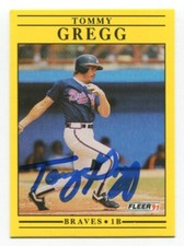1991 Fleer Tommy Gregg Signed Card Baseball RC Autograph AUTO #691