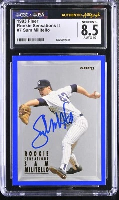Sam Militello Signed 1993 Fleer Rookie Sensations Card #7 CGC 8.5 JSA 10 Auto - Image 1 of 2