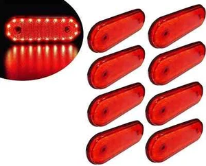 12v Oval 20 Led Red Rear Side Outline Marker Lamps Light Trailer Truck Lorry - Picture 1 of 11