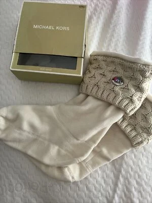 NUEVO CON ETIQUETAS Michael Kors Acanalado Polar Tejido Bota Calcetines para Botas Altas (L/XL) Vainilla Foto 1 de 2