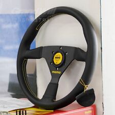 MOMO Veloce Racing V1 350mm 14' Lychee Leather Sport Steering Wheel yellow butt