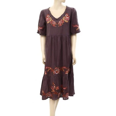 Vestido Midi Algodón Odd Molly Anthropologie Floral Bordado Volantes S-1 233249 Foto 1 de 4