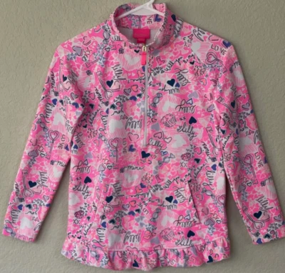 Pullover LILLY PULITZER Joven Niña XL 12-14 Killian 1/2 Cremallera Corazones Multicolor Foto 1 de 4
